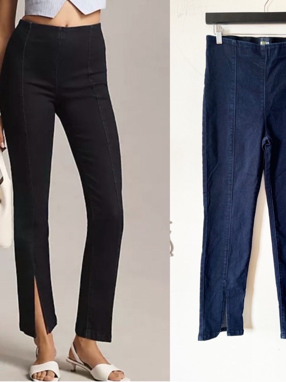 Anthropologie Maeve Split Front Ankle Dark Wash Pull On Slim Jeans M